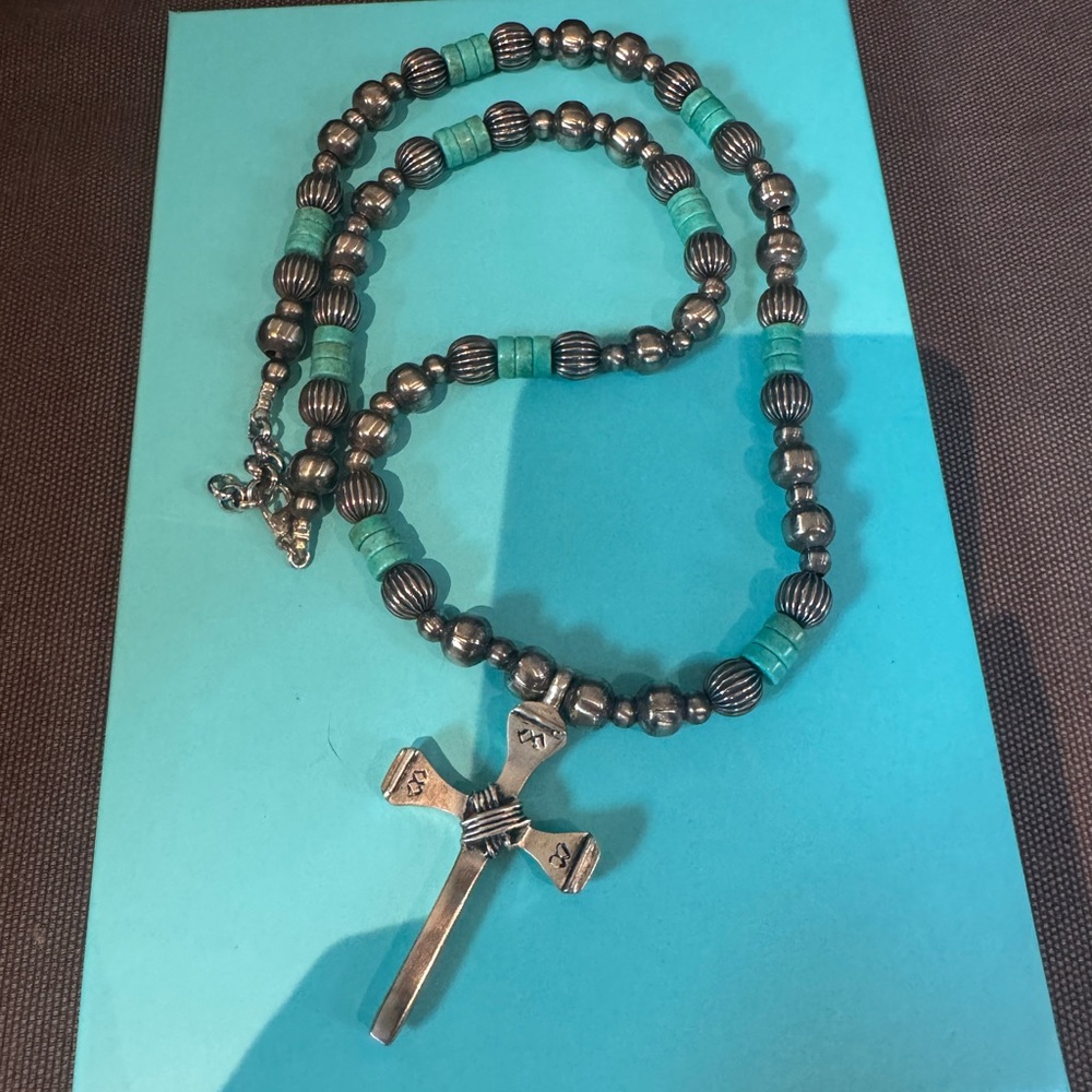 Navajo Pearls Ranch Cross Necklace